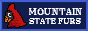 a small, dark blue button with a picture of a smiling cardinal and text reading Mountain State Furs